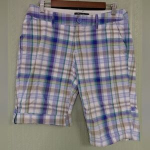 EDDIE BAUER womens Plaid Shorts Bermuda Roll - Multicolor